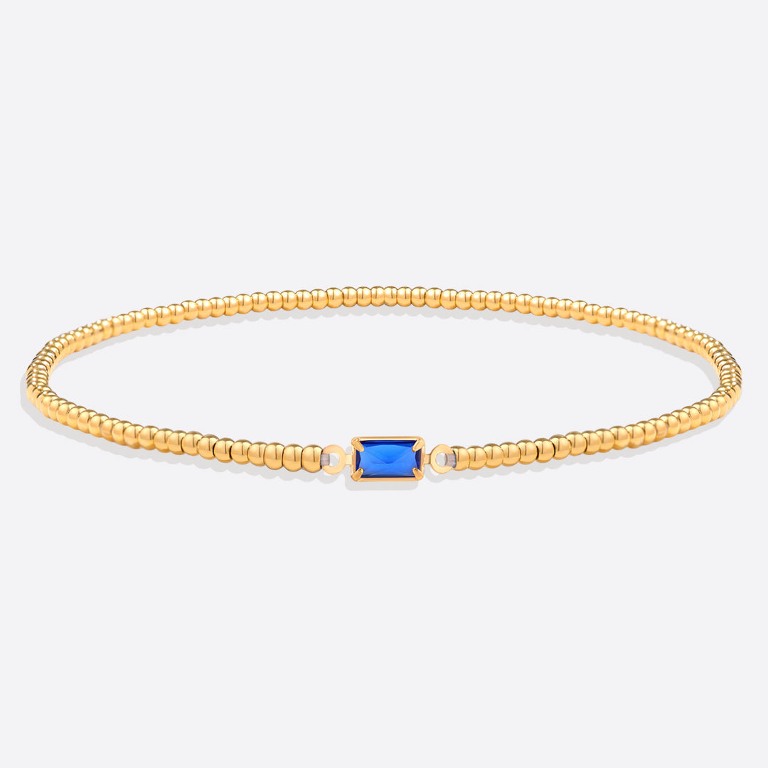 Bracciale con Pietra di Nascita e Perline Dorate