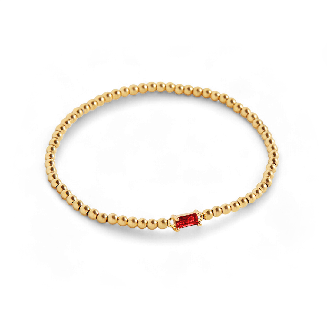 Bracciale con Pietra di Nascita e Perline Dorate