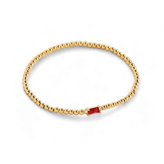 Bracciale con Pietra di Nascita e Perline Dorate