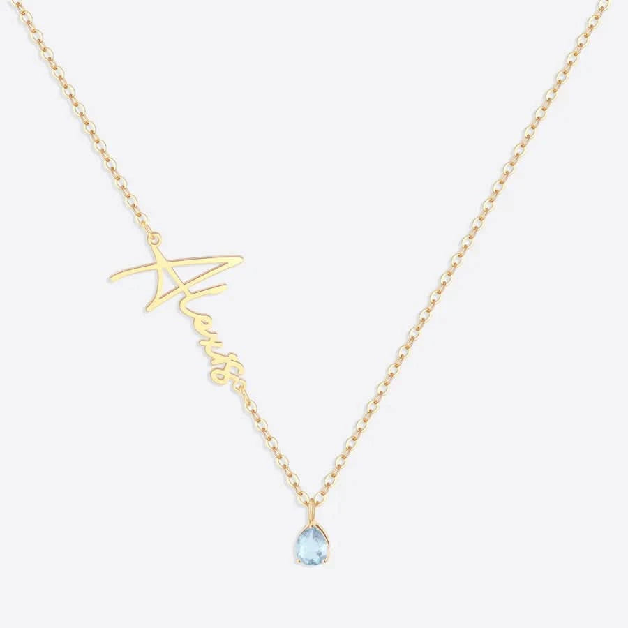 Handmade Birthstone Name Necklace