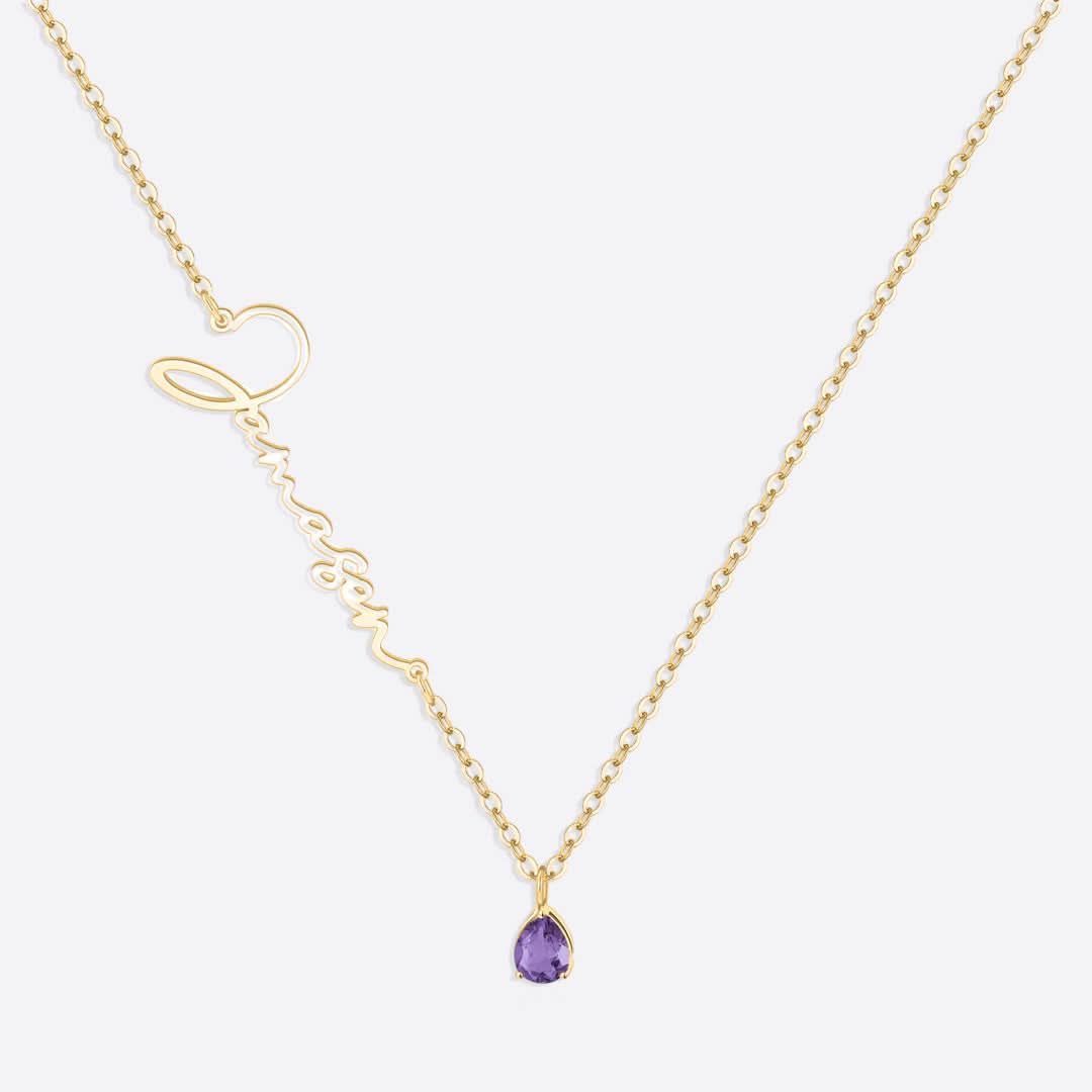 Handmade Birthstone Name Necklace