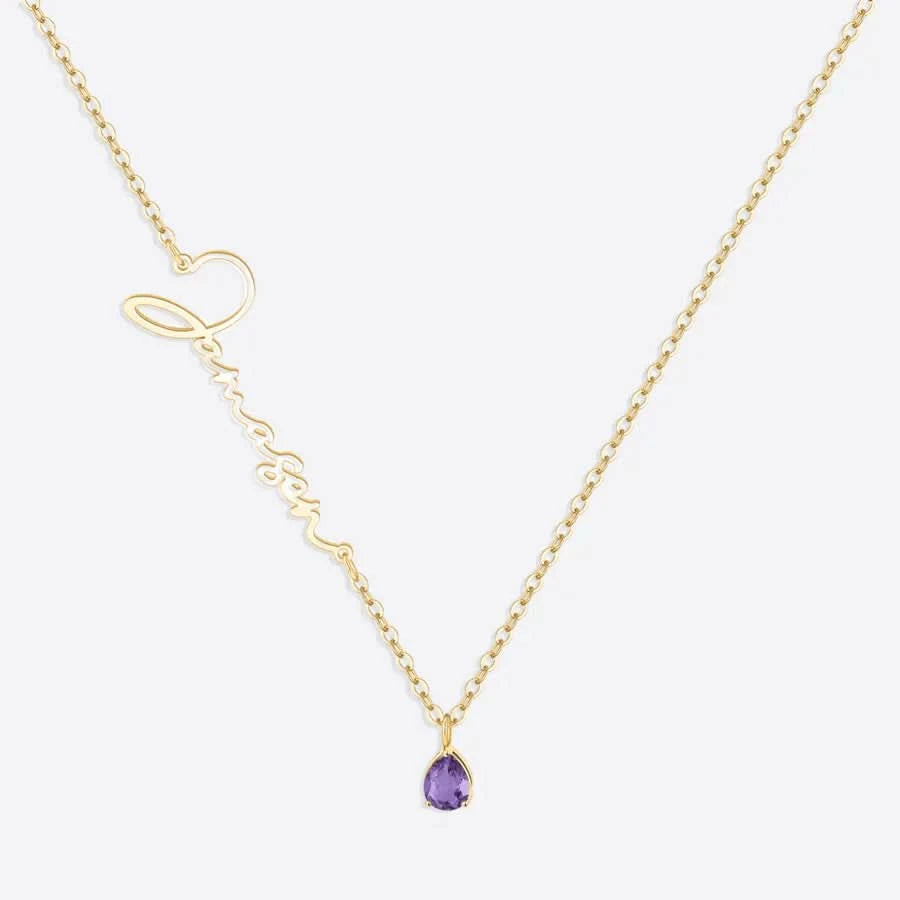 Handmade Birthstone Name Necklace