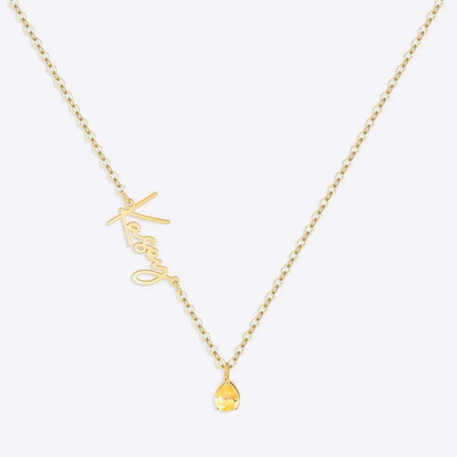 Handmade Birthstone Name Necklace