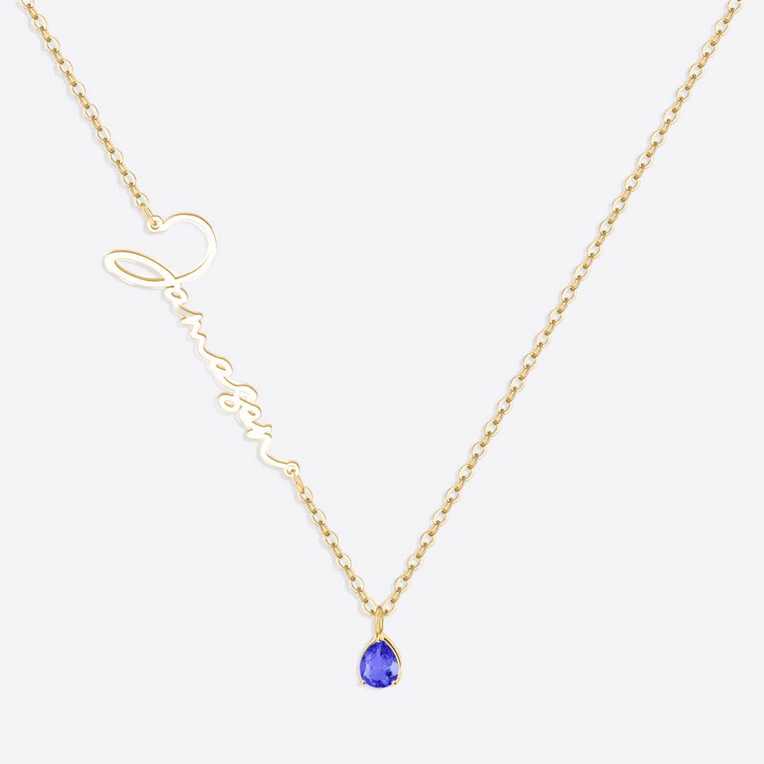 Handmade Birthstone Name Necklace