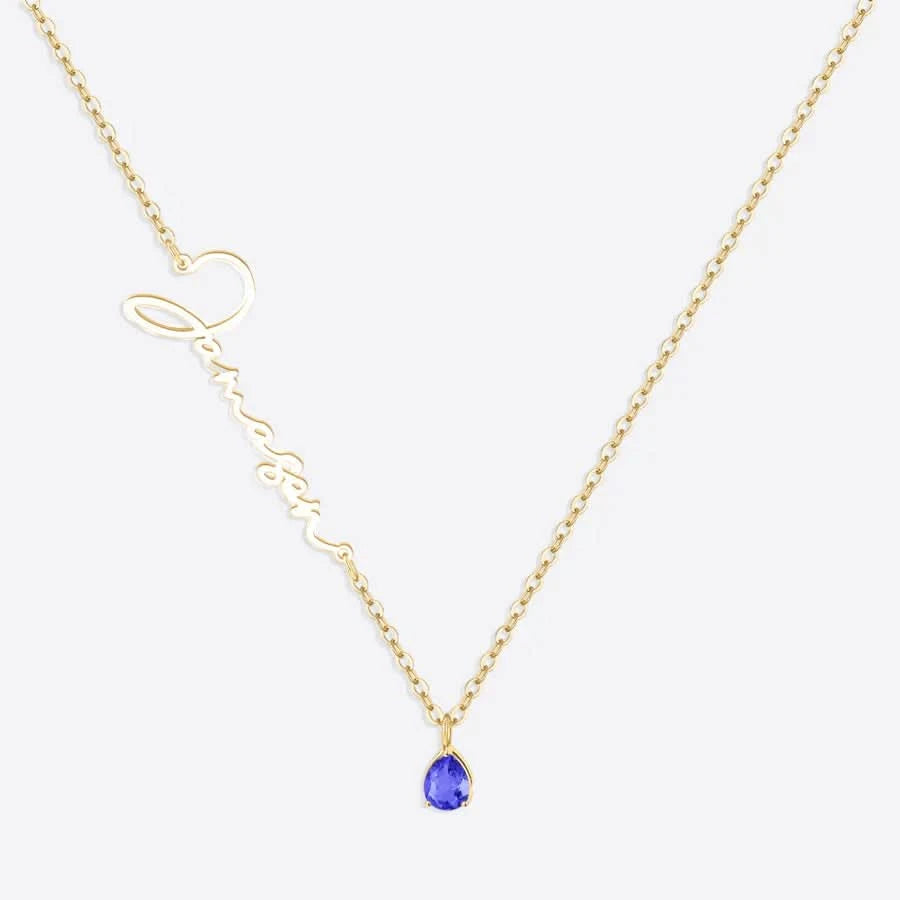 Handmade Birthstone Name Necklace