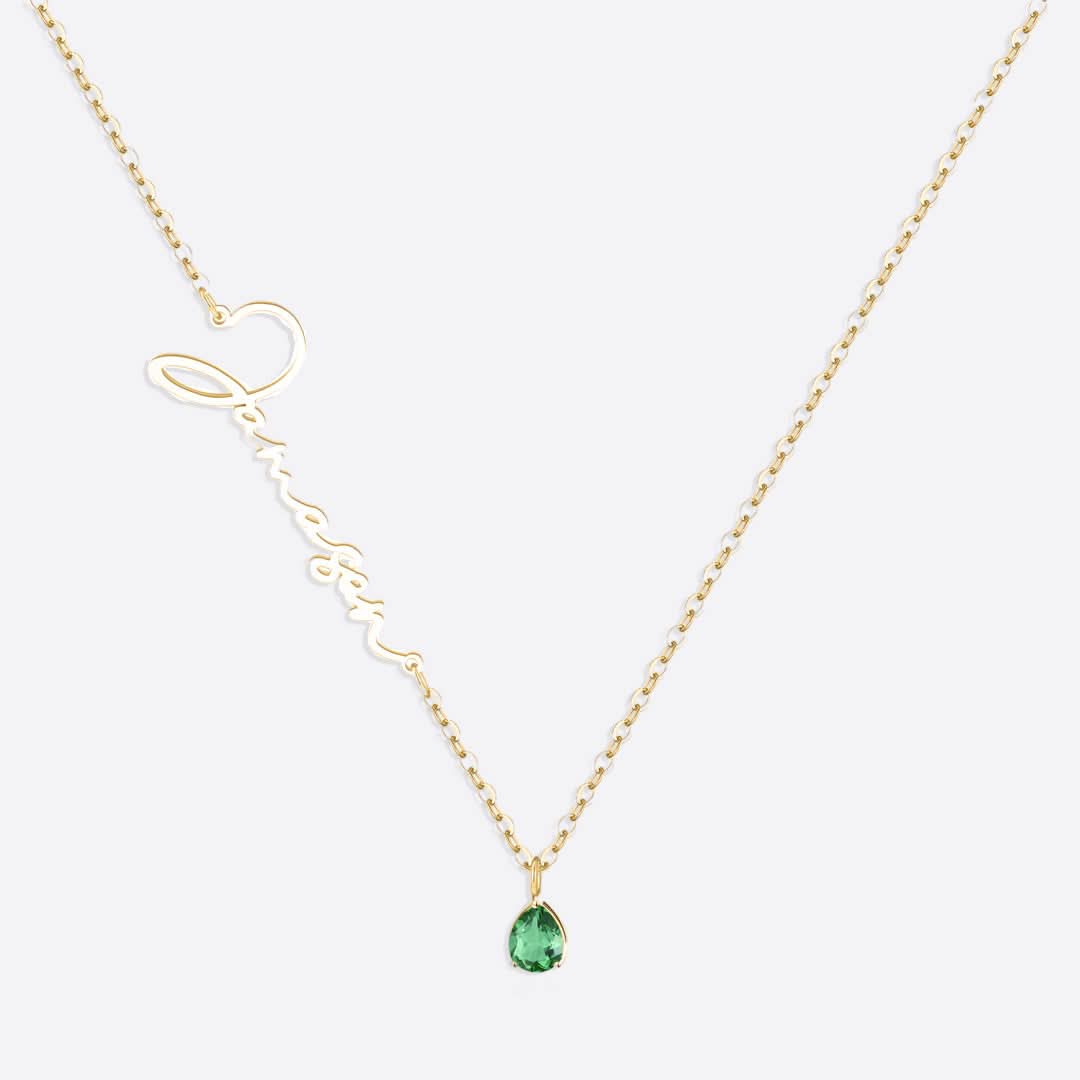 Handmade Birthstone Name Necklace