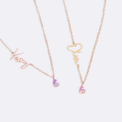 Handmade Birthstone Name Necklace