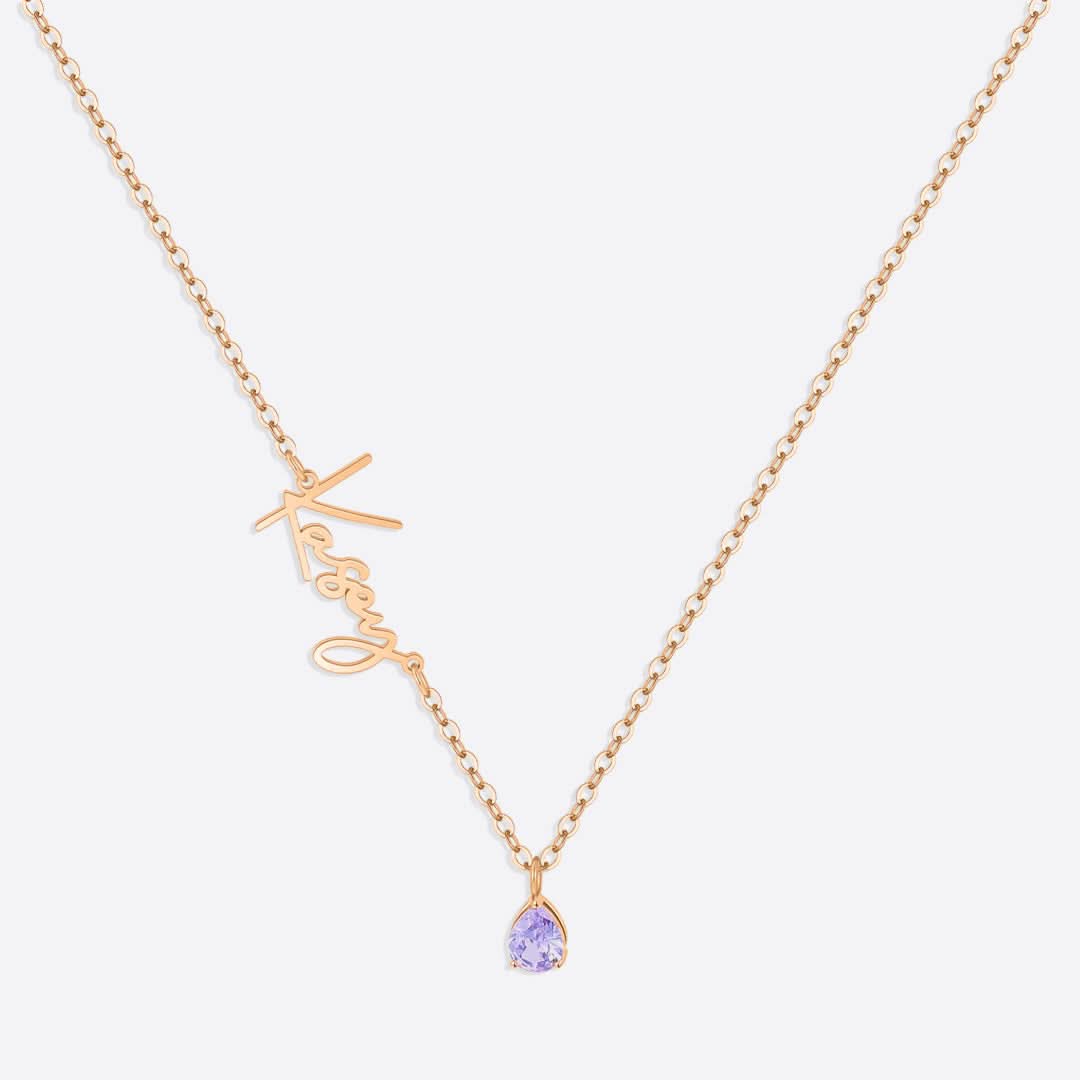 Handmade Birthstone Name Necklace
