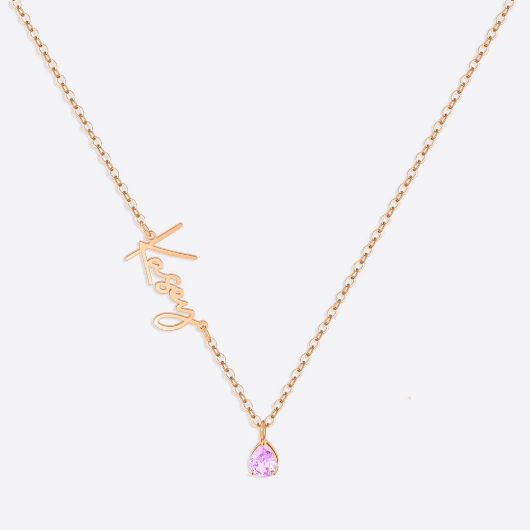 Handmade Birthstone Name Necklace