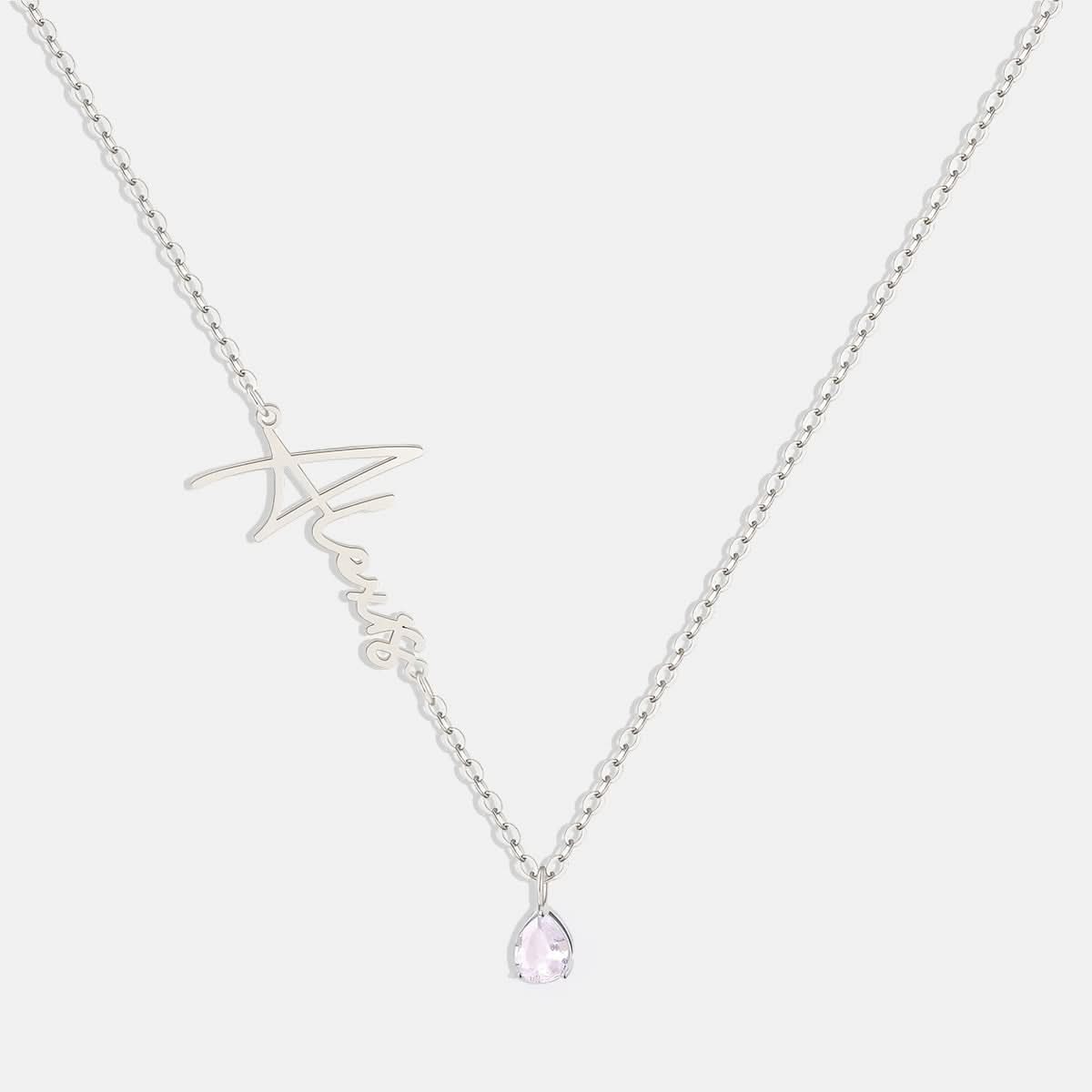 Handmade Birthstone Name Necklace