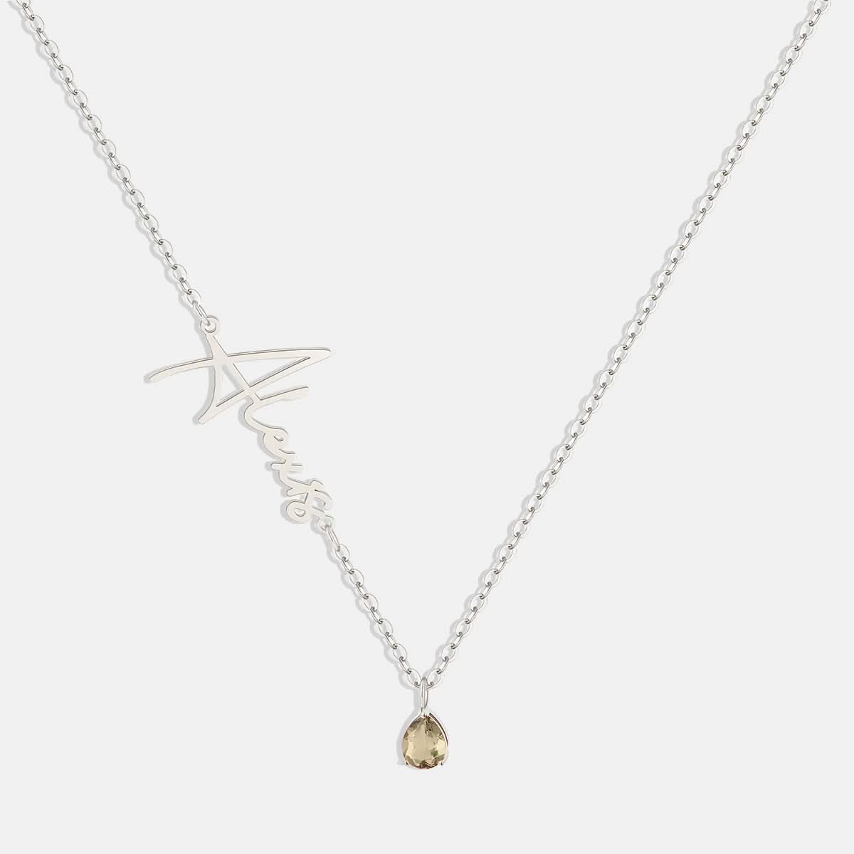 Handmade Birthstone Name Necklace