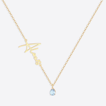 Handmade Birthstone Name Necklace