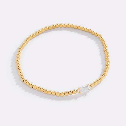 Bracciale con Pietra di Nascita e Perline Dorate