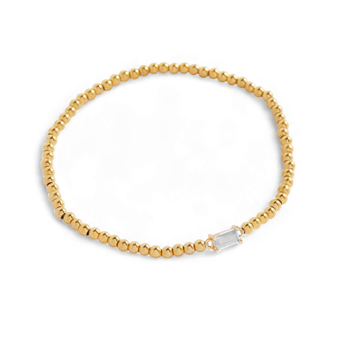 Bracciale con Pietra di Nascita e Perline Dorate
