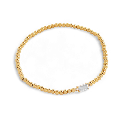 Bracciale con Pietra di Nascita e Perline Dorate