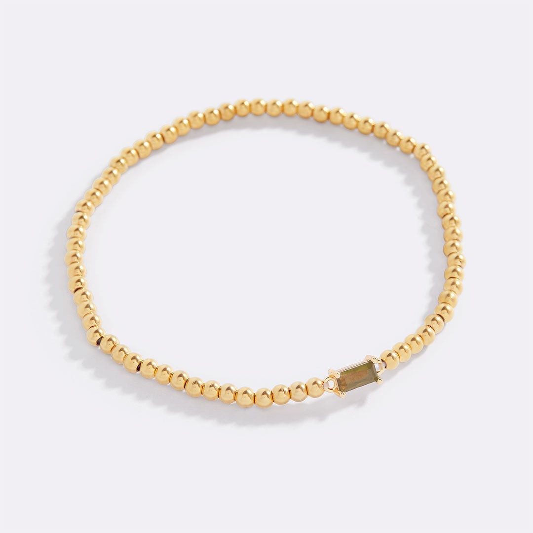 Bracciale con Pietra di Nascita e Perline Dorate