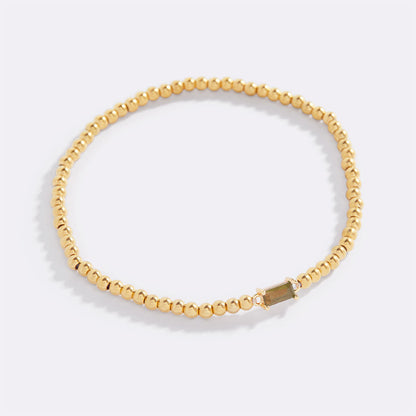 Bracciale con Pietra di Nascita e Perline Dorate