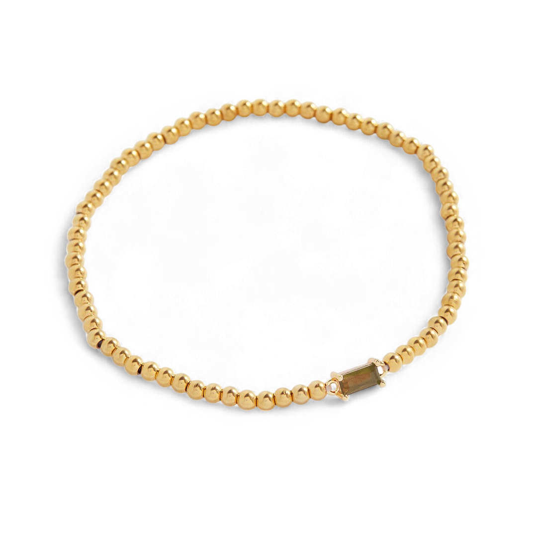 Bracciale con Pietra di Nascita e Perline Dorate