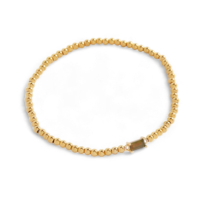 Bracciale con Pietra di Nascita e Perline Dorate