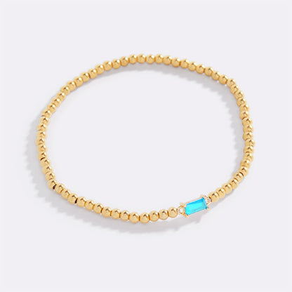 Bracciale con Pietra di Nascita e Perline Dorate