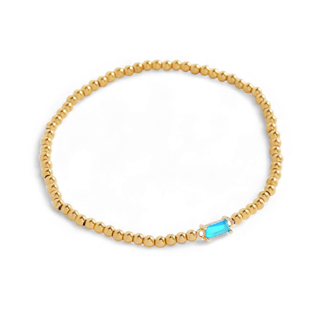 Bracciale con Pietra di Nascita e Perline Dorate
