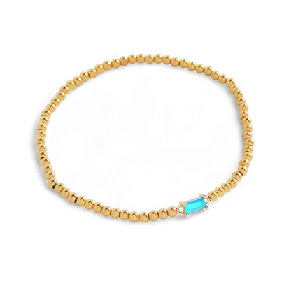Bracciale con Pietra di Nascita e Perline Dorate