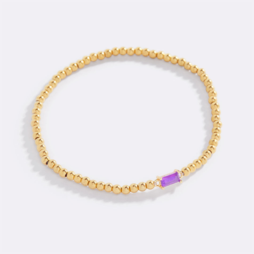 Bracciale con Pietra di Nascita e Perline Dorate
