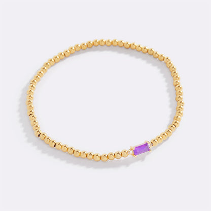 Bracciale con Pietra di Nascita e Perline Dorate