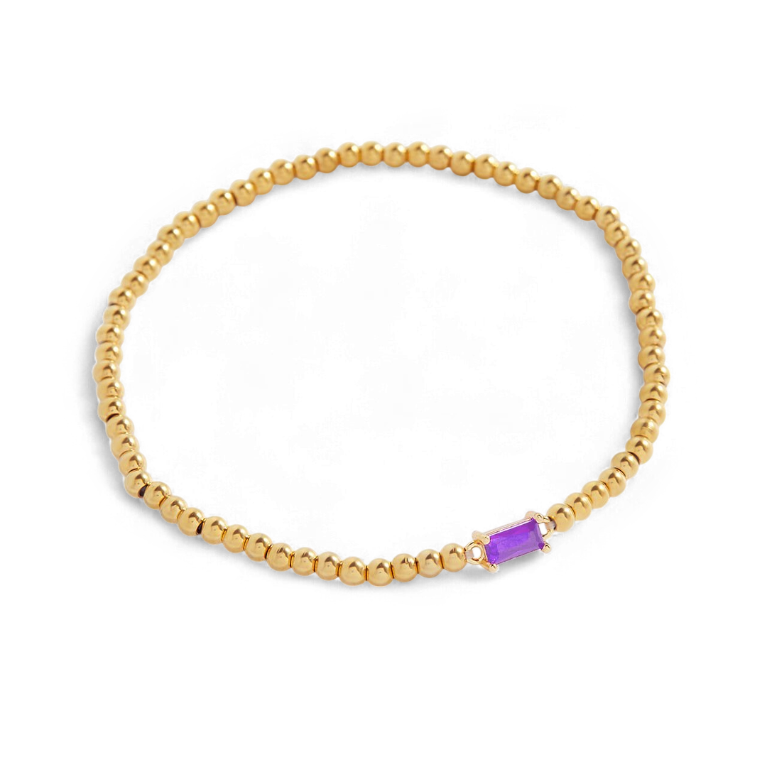 Bracciale con Pietra di Nascita e Perline Dorate