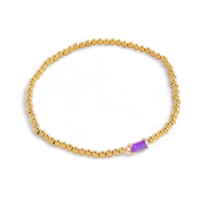 Bracciale con Pietra di Nascita e Perline Dorate