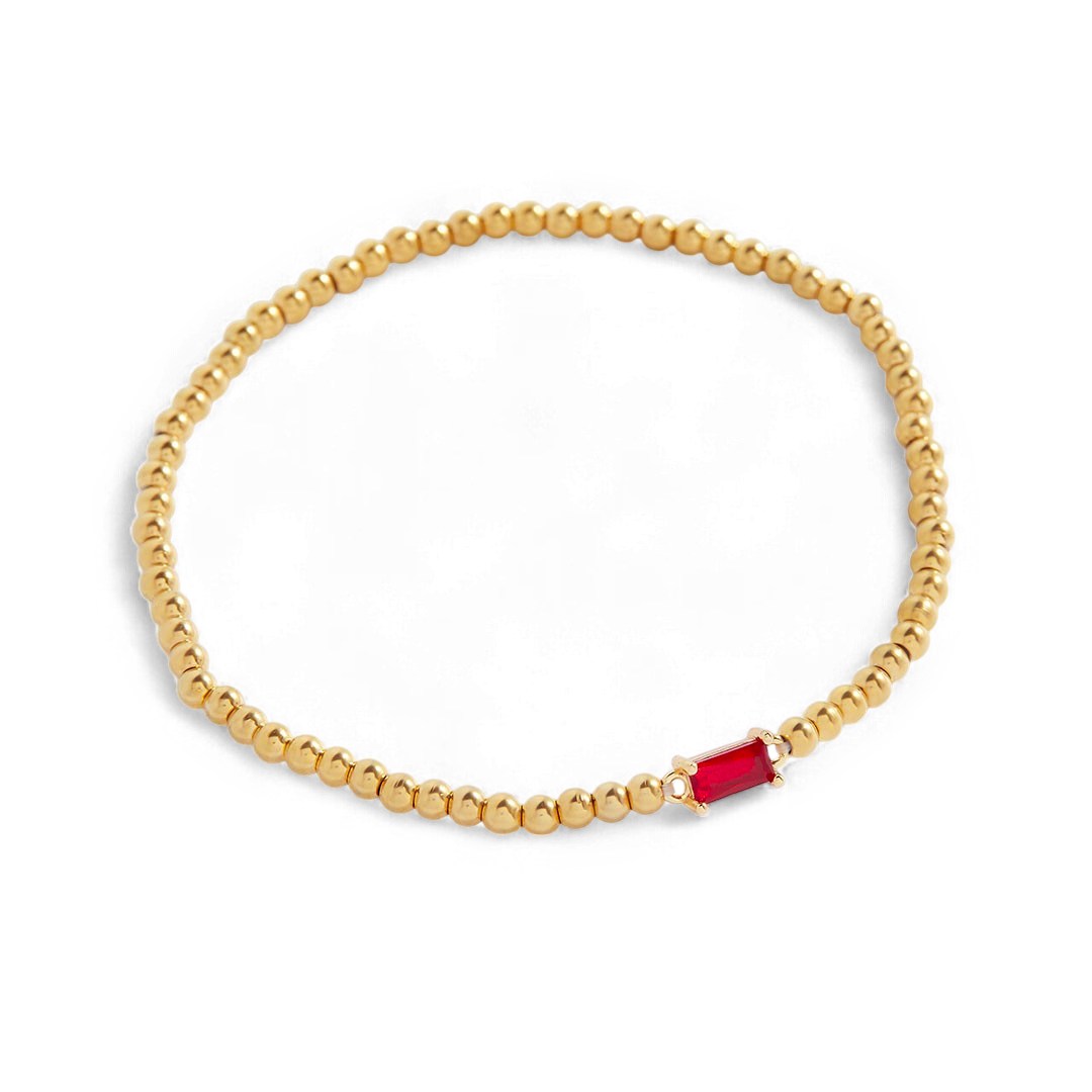 Bracciale con Pietra di Nascita e Perline Dorate