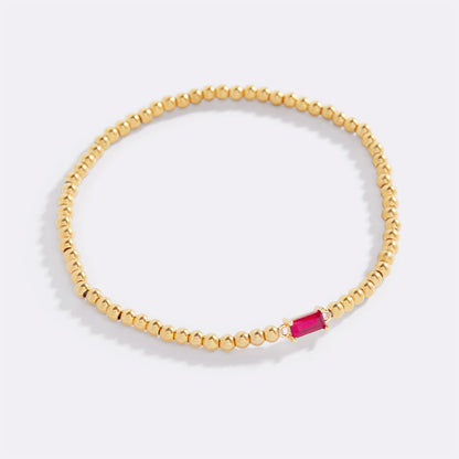 Bracciale con Pietra di Nascita e Perline Dorate