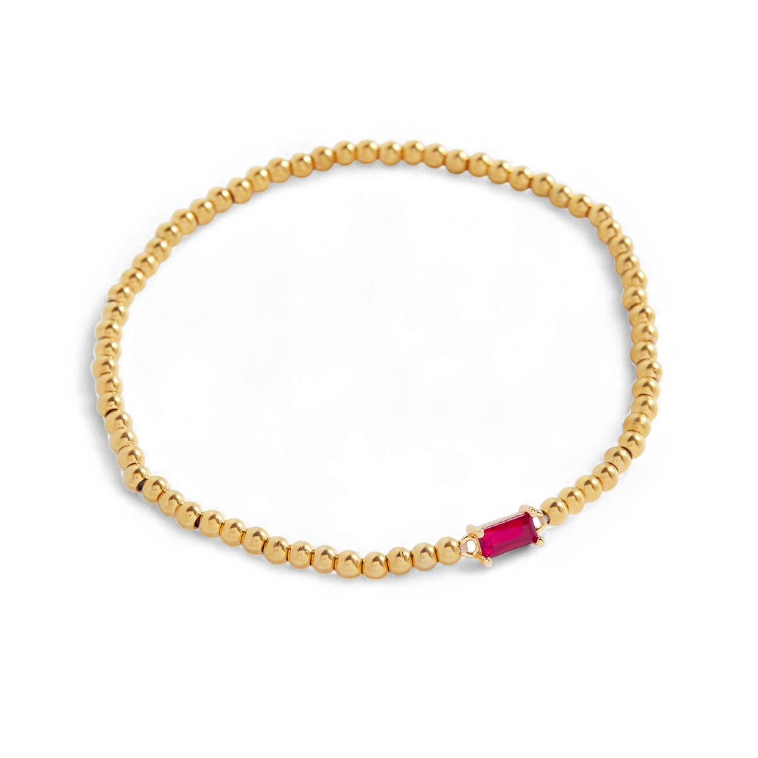 Bracciale con Pietra di Nascita e Perline Dorate