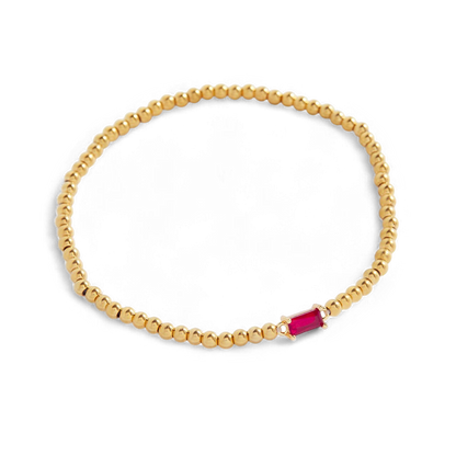 Bracciale con Pietra di Nascita e Perline Dorate