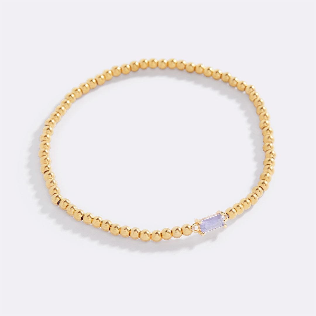 Bracciale con Pietra di Nascita e Perline Dorate