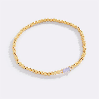 Bracciale con Pietra di Nascita e Perline Dorate