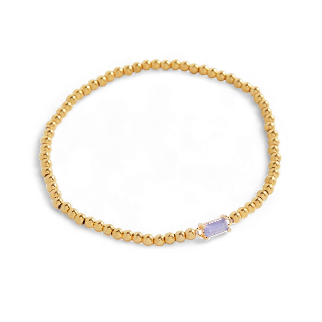 Bracciale con Pietra di Nascita e Perline Dorate