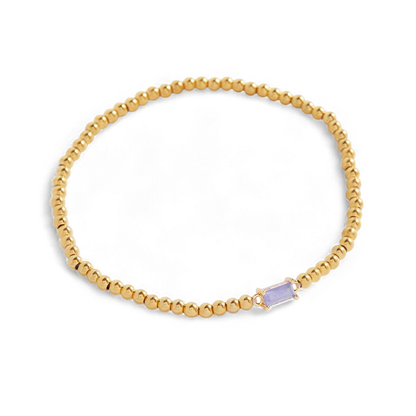 Bracciale con Pietra di Nascita e Perline Dorate