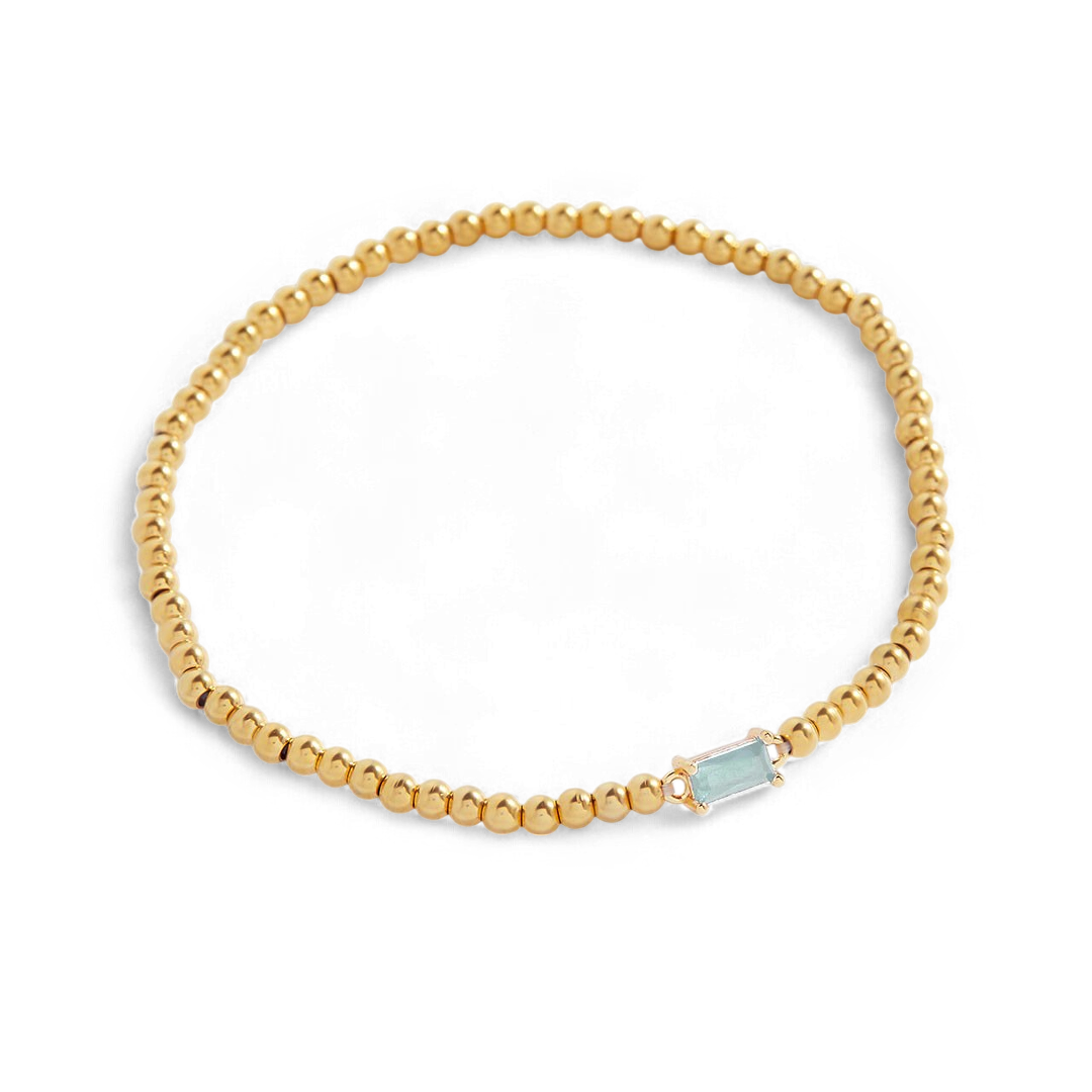 Bracciale con Pietra di Nascita e Perline Dorate