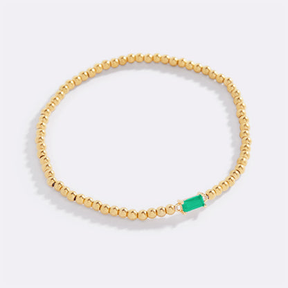 Bracciale con Pietra di Nascita e Perline Dorate