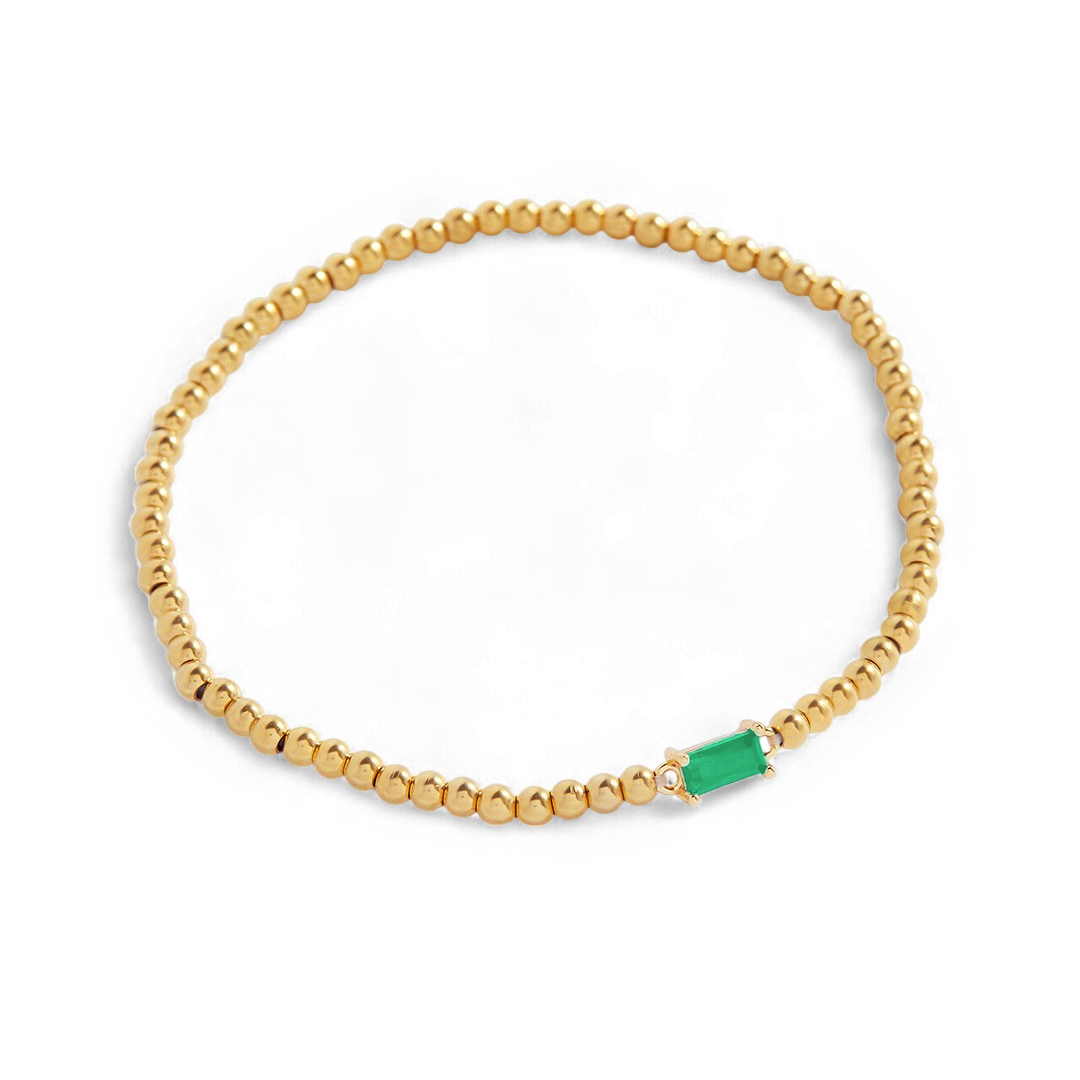 Bracciale con Pietra di Nascita e Perline Dorate