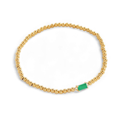 Bracciale con Pietra di Nascita e Perline Dorate