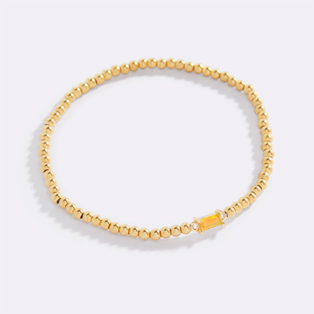 Bracciale con Pietra di Nascita e Perline Dorate