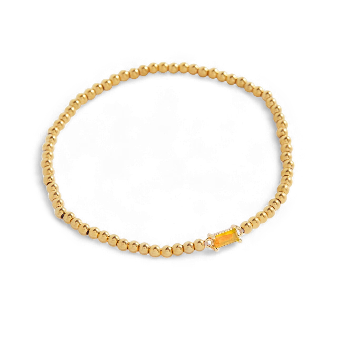 Bracciale con Pietra di Nascita e Perline Dorate