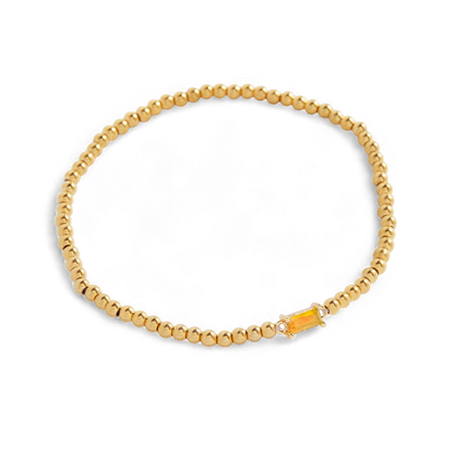 Bracciale con Pietra di Nascita e Perline Dorate