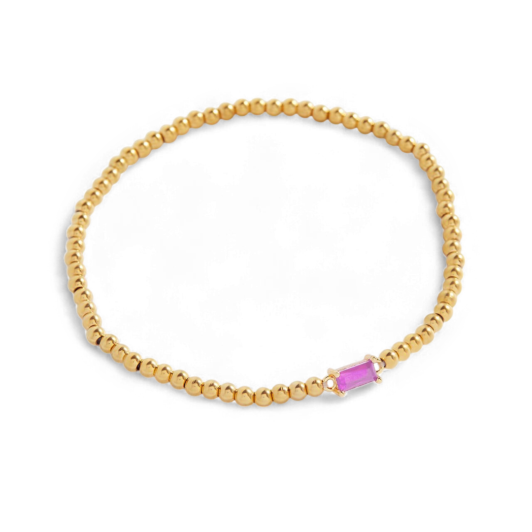Bracciale con Pietra di Nascita e Perline Dorate