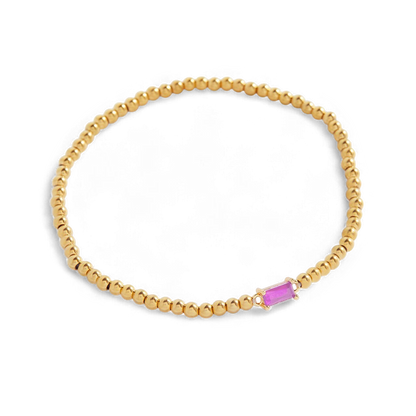 Bracciale con Pietra di Nascita e Perline Dorate