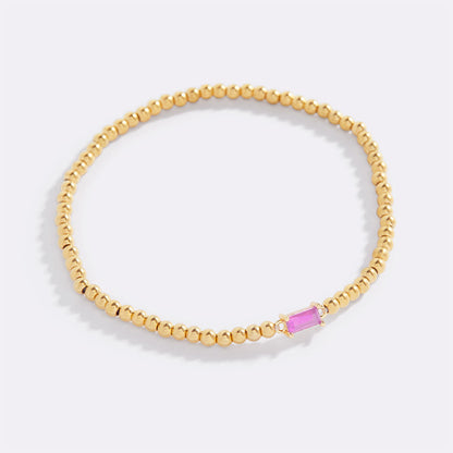 Bracciale con Pietra di Nascita e Perline Dorate