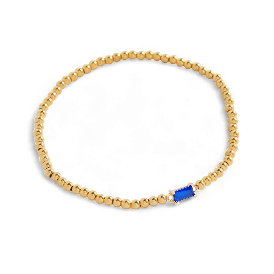 Bracciale con Pietra di Nascita e Perline Dorate