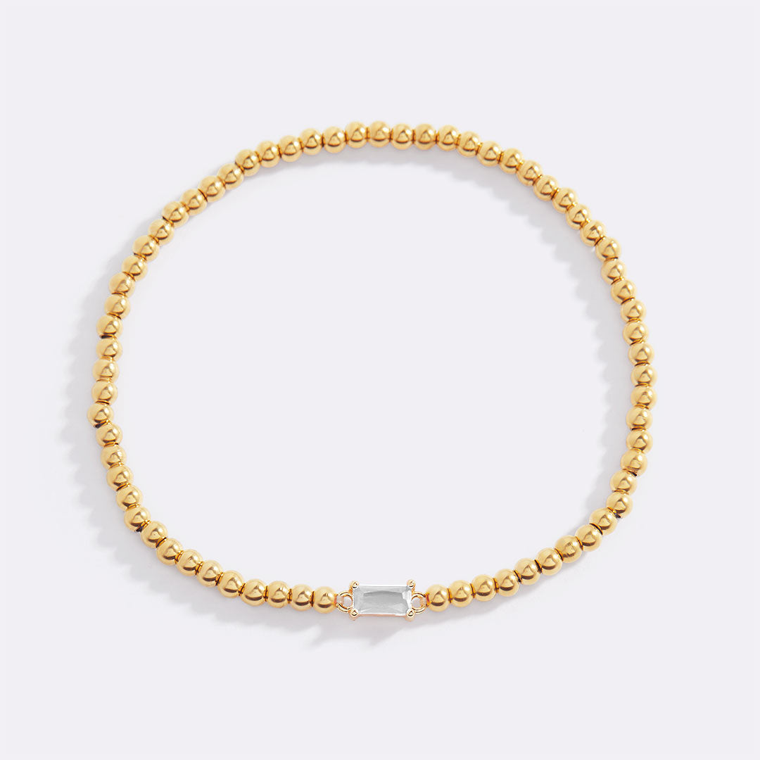 Bracciale con Pietra di Nascita e Perline Dorate